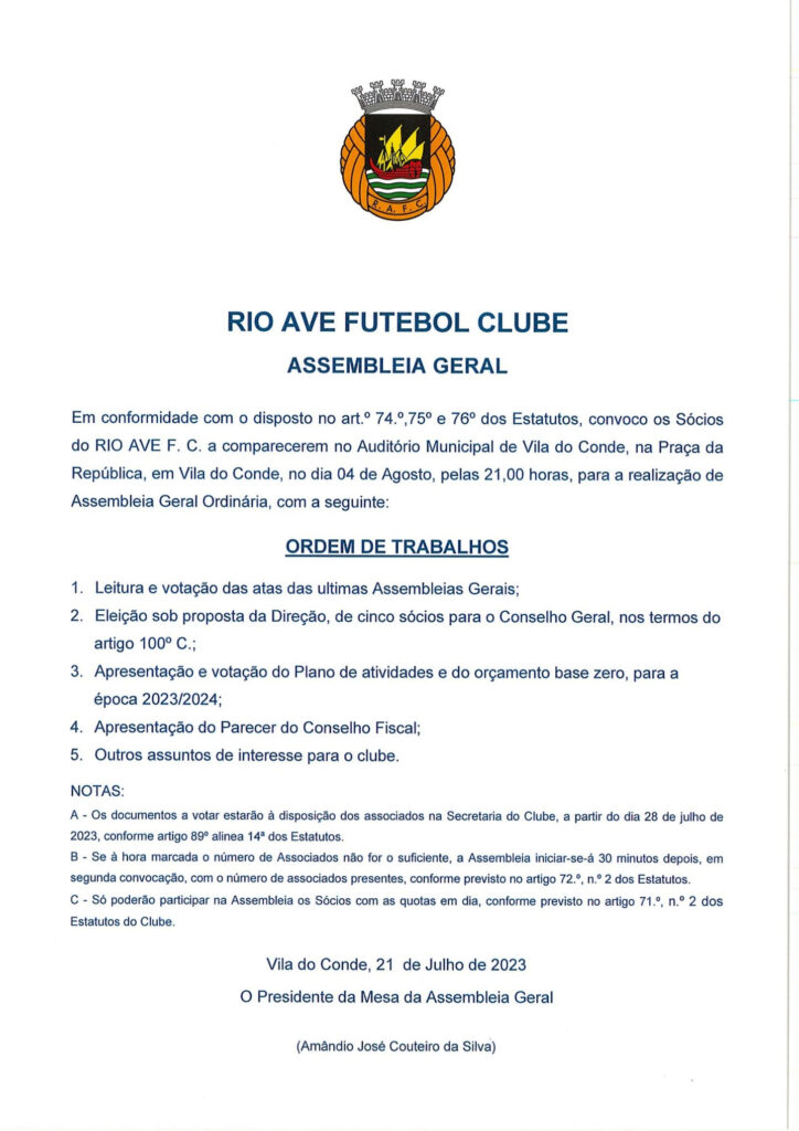 Convocatória: Rio Ave FC - CD Nacional - Rio Ave Futebol Clube